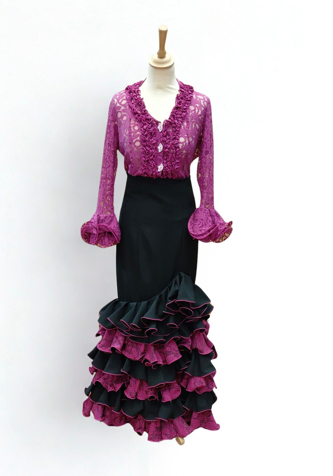 FALDA DE FERIA NEGRA Y BUGANVILLA TALLA 42