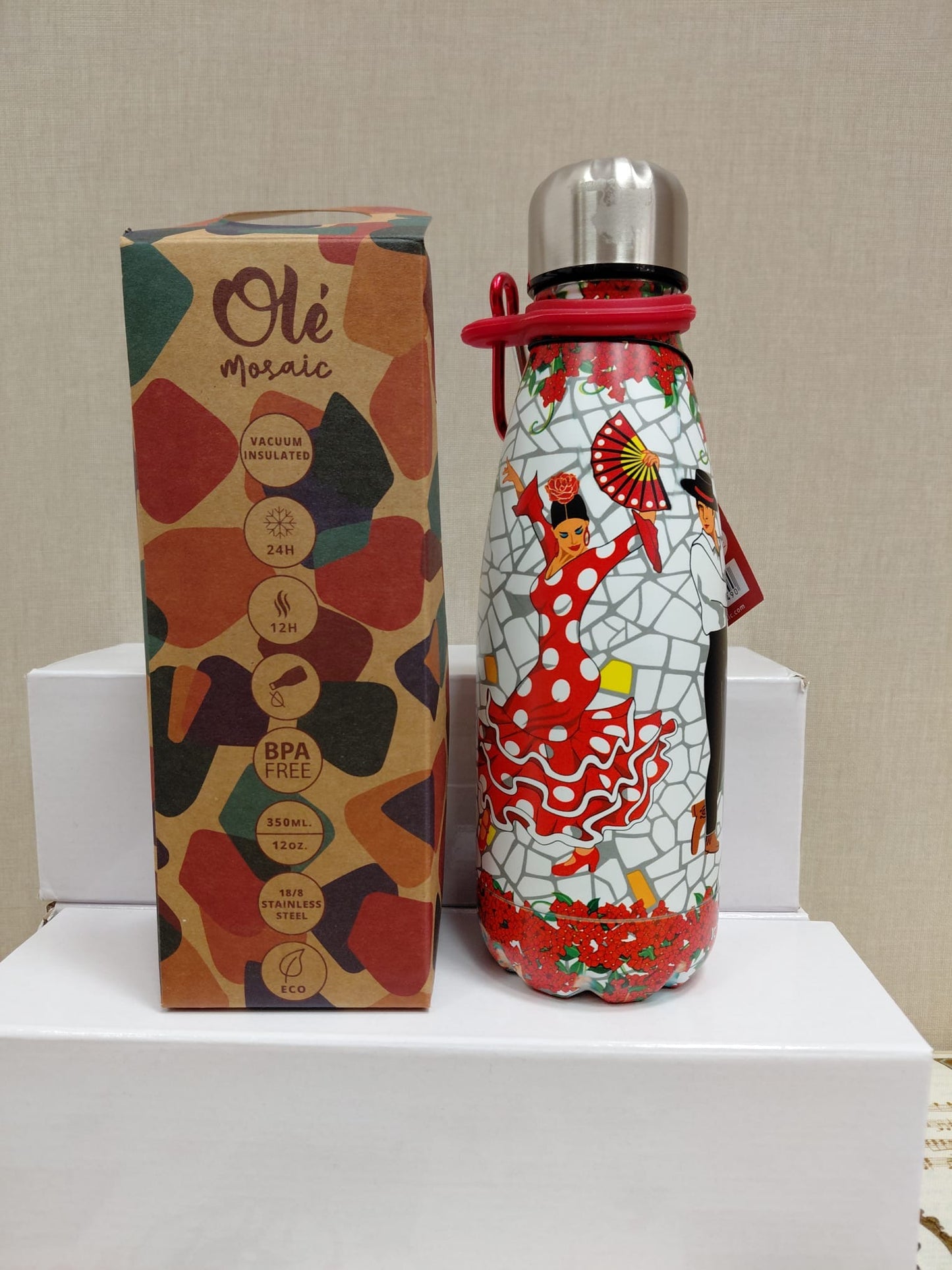 BOTELLLA DE ACERO INOXIDABLE DE FLAMENCA DE OLÉ MOSAICO®