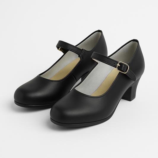 ZAPATOS DE FLAMENCO INICIACIÓN NEGROS CON HEBILLA