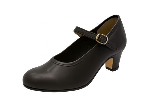 ZAPATOS DE FLAMENCO NEGROS INICIACION CON CLAVOS Y HEBILLA