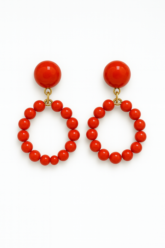 PENDIENTES DE BOLITAS REDONDOS ROJOS
