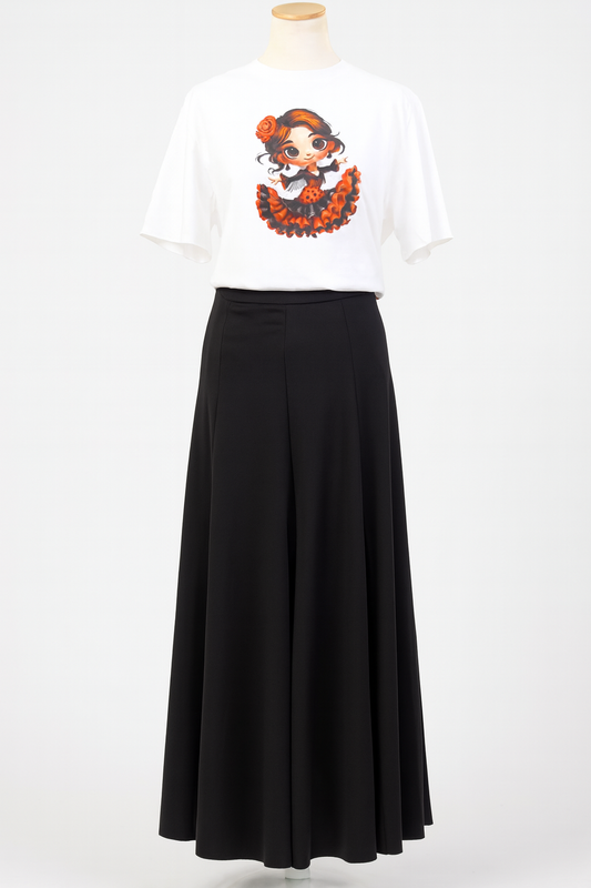 FALDA LISA DE QUILLAS NEGRA