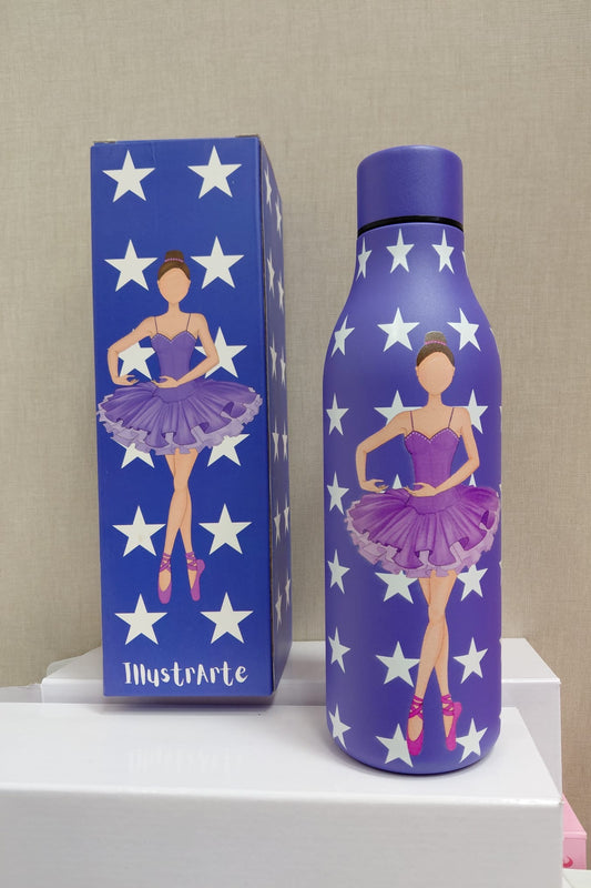 BOTELLA DE ACERO INOXIDABLE MORADA DE ILUSTRARTE®