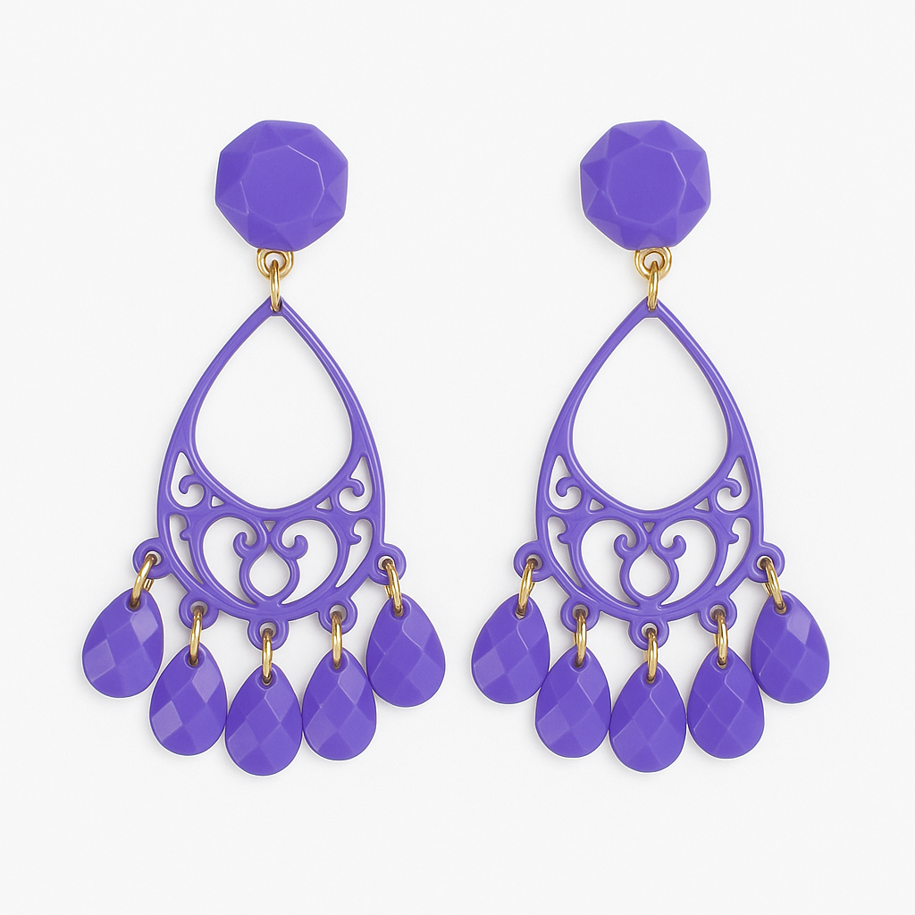 PENDIENTES ORNAMENTADOS MORADOS