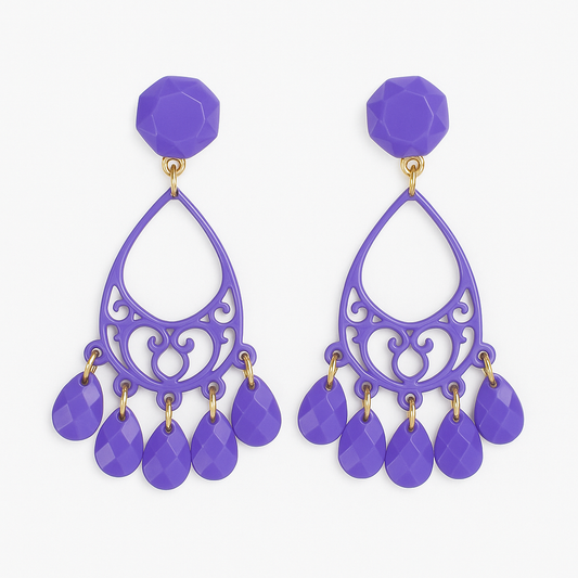 PENDIENTES ORNAMENTADOS MORADOS