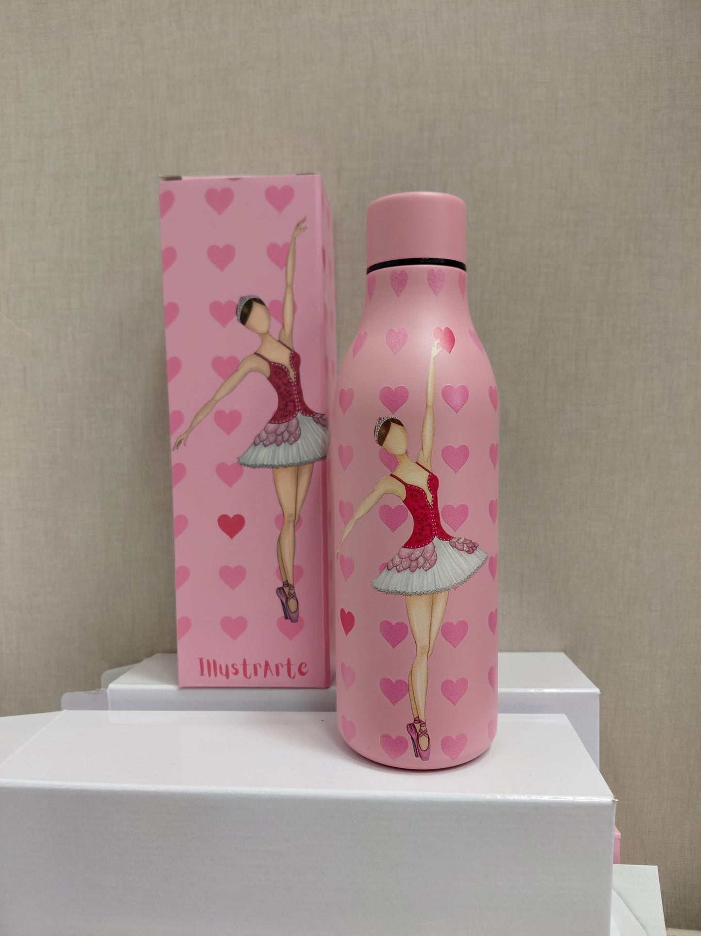 BOTELLA DE ACERO INOXIDABLE ROSA DE ILUSTRARTE®