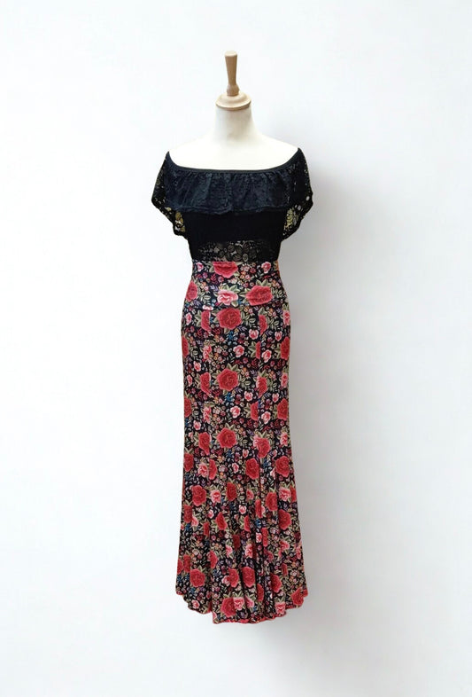 FALDA FLAMENCO ESTAMPADA TALLA P