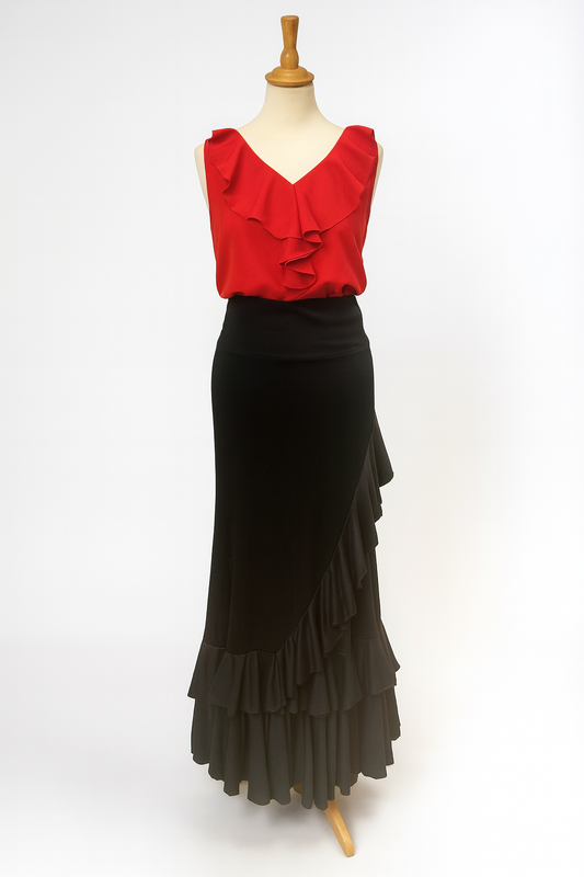 FALDA NEGRA VOLANTE TRANSVERSAL