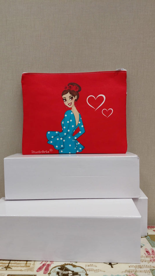 NECESER ROJO CON ESTAMPADO DE FLAMENCA DE ILUSTRARTE®