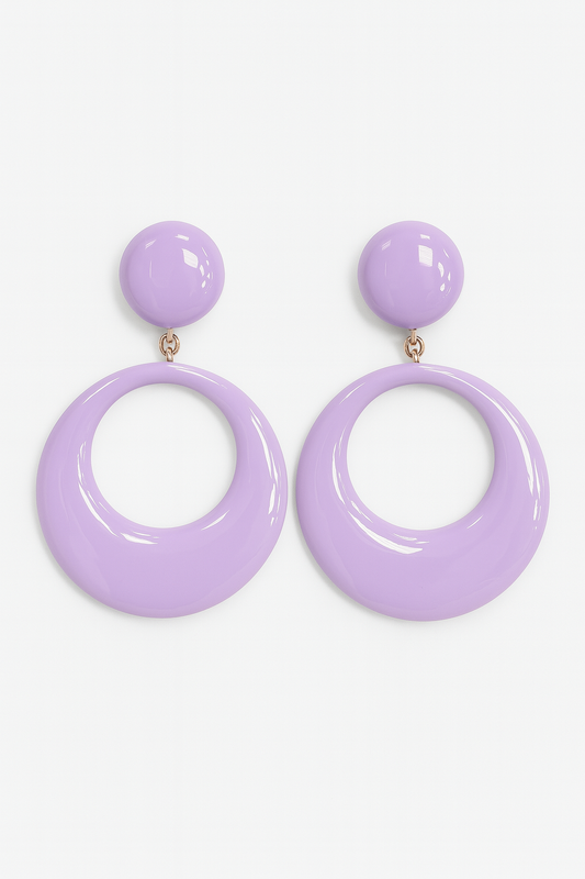 PENDIENTES CIRCULARES EN LILA ESMALTADOS