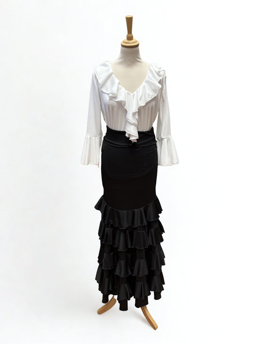 BLUSA BLANCA CON VOLANTE EN ESCOTE