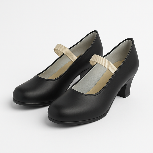 ZAPATOS DE FLAMENCO INICIACIÓN NEGROS CON ELÁSTICO