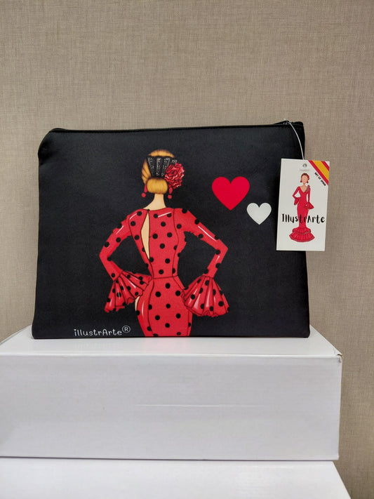 NECESER NEGRO CON ESTAMPADO DE FLAMENCA DE ILUSTRARTE®