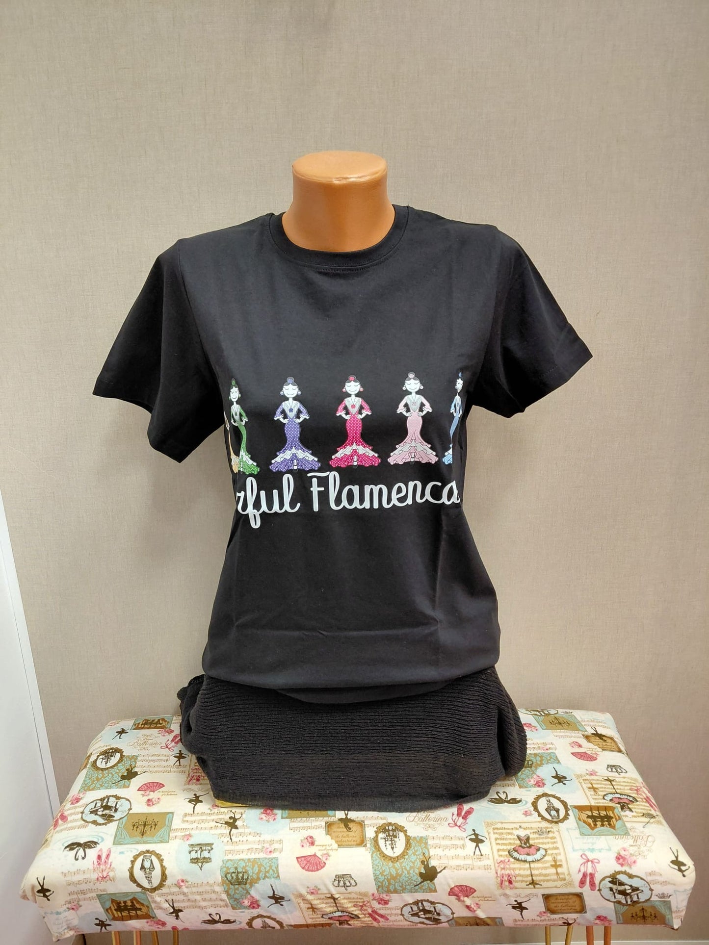 Camiseta flamenca negra de manga corta de El Petit Ballet®