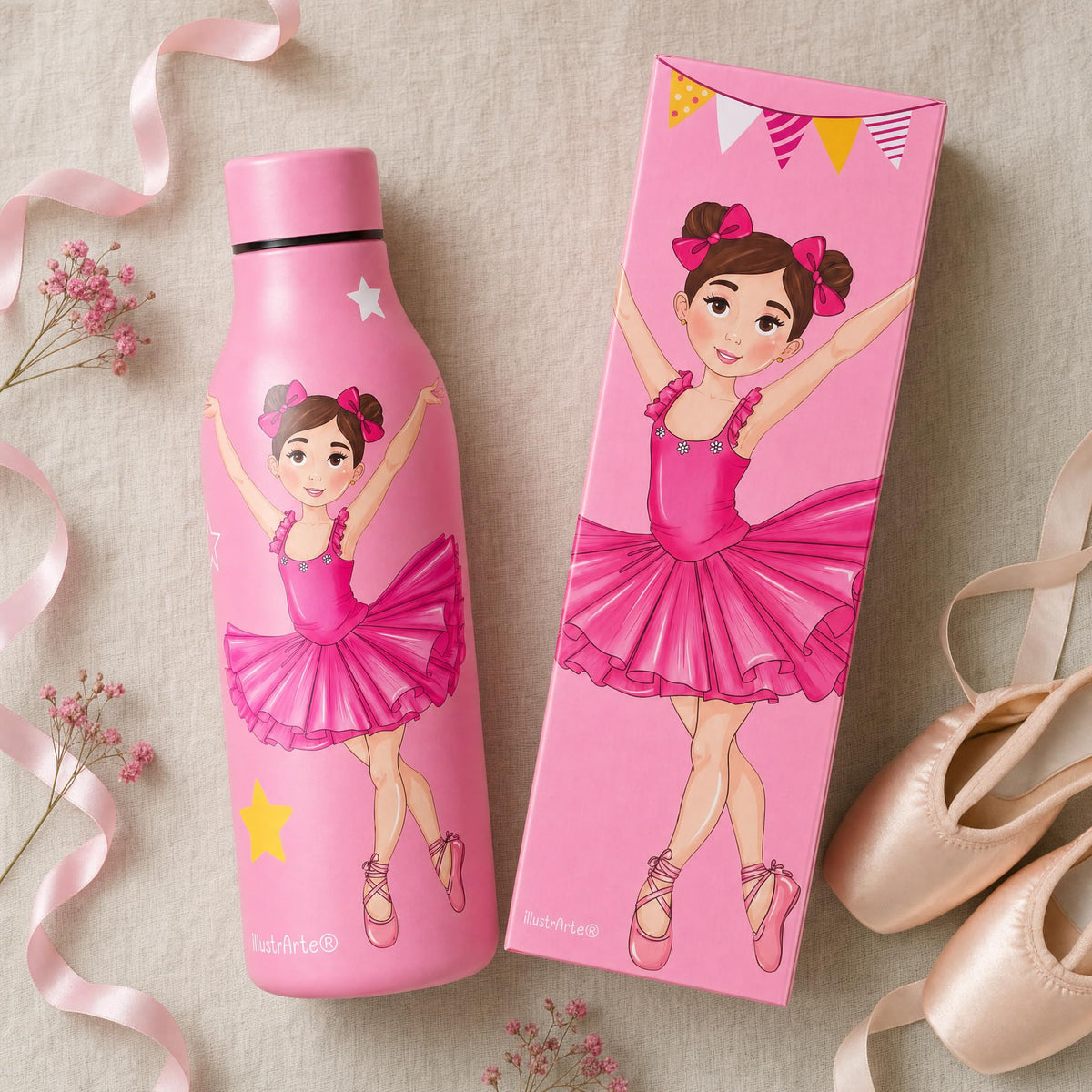 BOTELLA TERMICA BAILARINA ROSA 500ML ILUSTRARTE