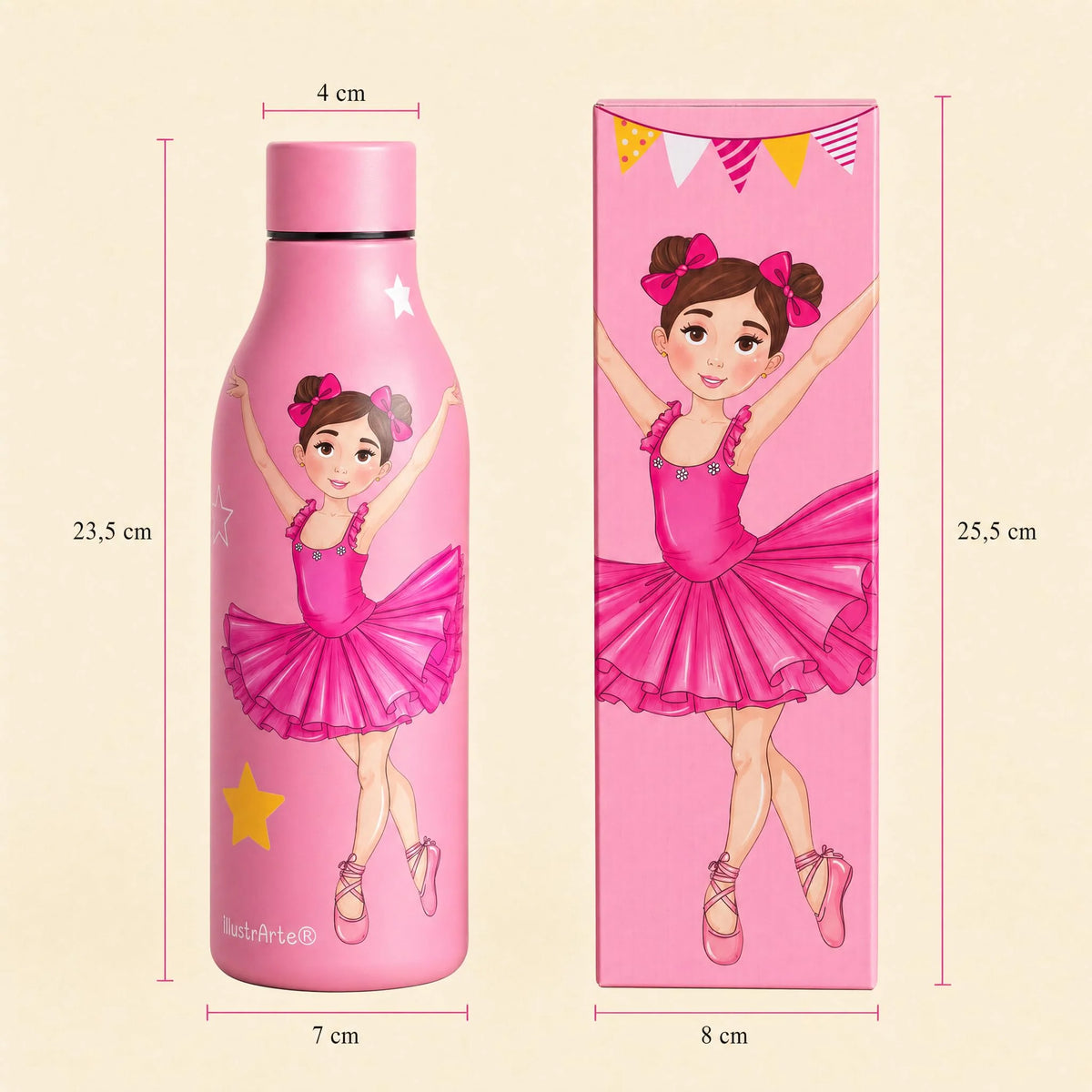 BOTELLA TERMICA BAILARINA ROSA 500ML ILUSTRARTE