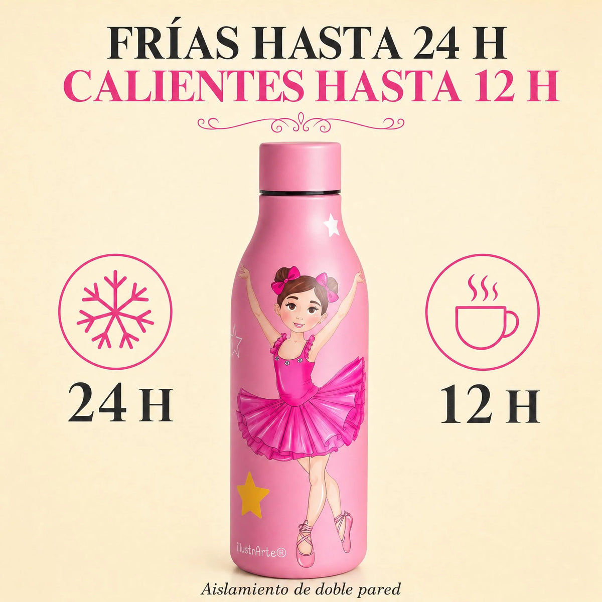 BOTELLA TERMICA BAILARINA ROSA 500ML ILUSTRARTE
