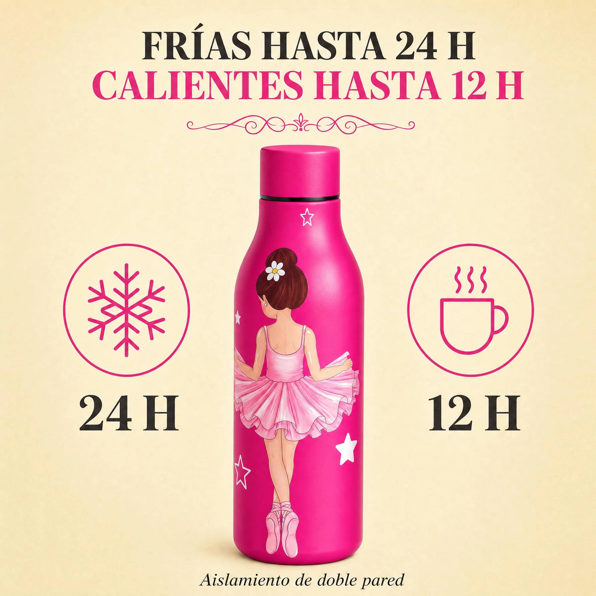 BOTELLA TERMICA BAILARINA FUCSIA 500ML ILUSTRARTE