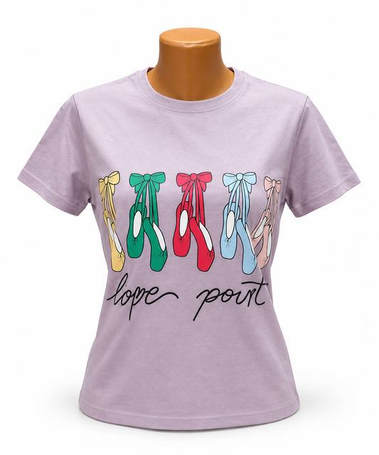 CAMISETA VIOLETA CON ESTAMPADO DE PUNTAS