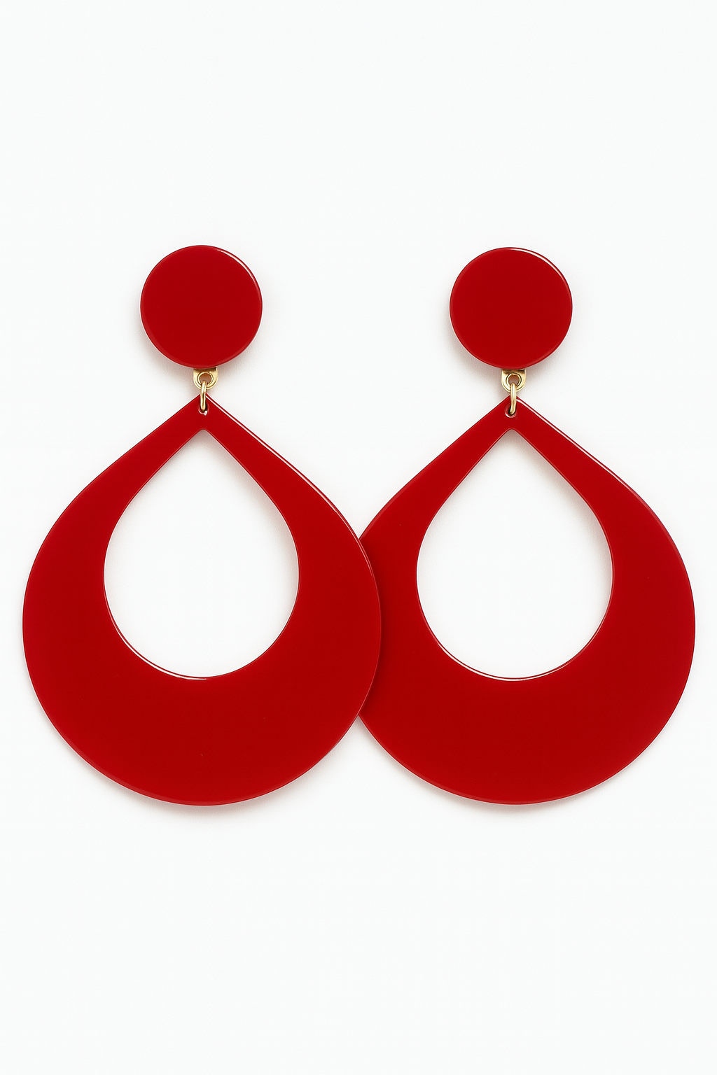 Pendientes en lágrima ancha rojos