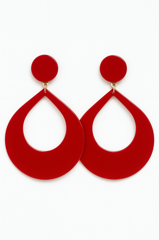 Pendientes en lágrima ancha rojos