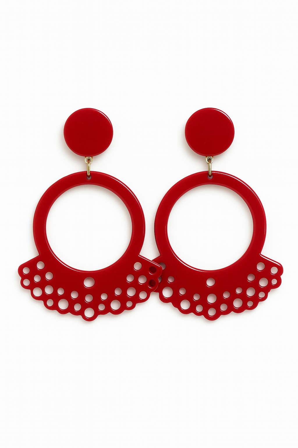 PENDIENTES CIRCULARES ROJOS ORNAMENTADOS