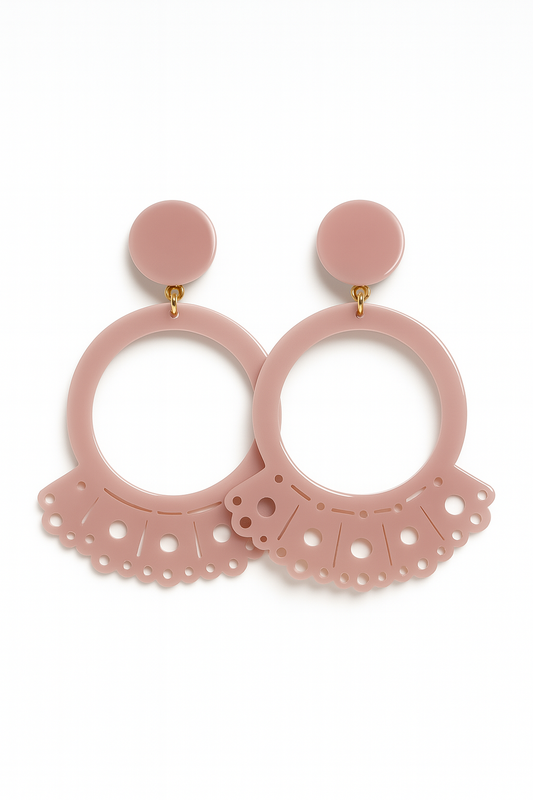 PENDIENTES CIRCULARES ROSAS ORNAMENTADOS