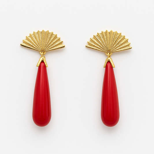 PENDIENTES FLAMENCO ROJOS CON ENGANCHE DE ABANICO