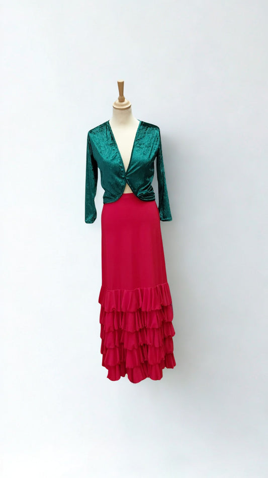 FALDA FLAMENCO RUBÍ CON CINCO VOLANTES TALLA S