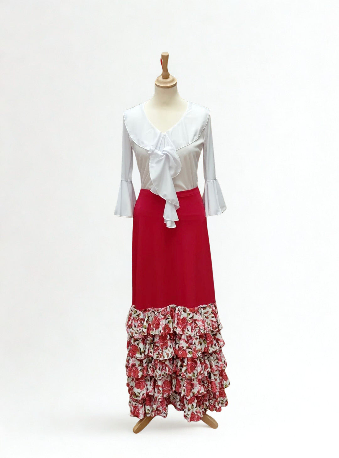 FALDA FLAMENCO RUBÍ CON CINCO VOLANTES ESTAMPADOS TALLA M